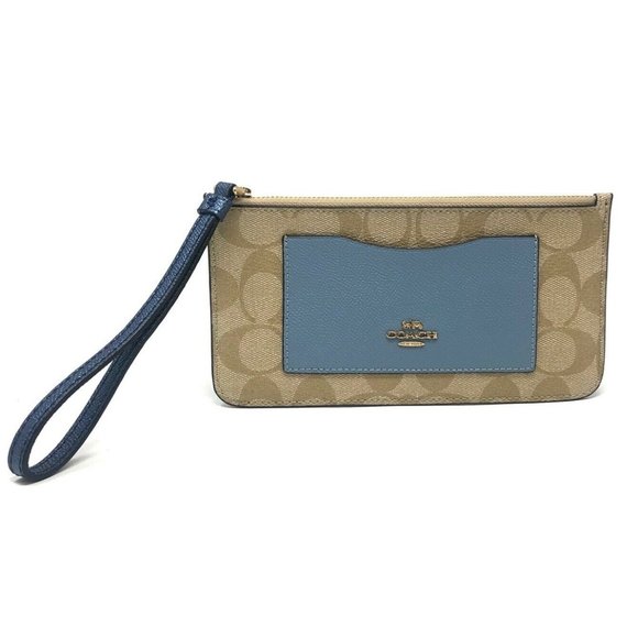 Coach Women's Zip Top Wallet in Colorblock Signature Canvas - Light Khaki/Multi - Picture 1 of 4